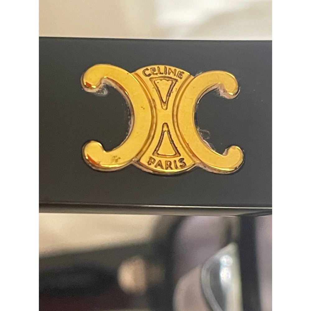 CELINE PARIS CL40216U Black Acetate Square Sunglasses with Gold Triomphe Logo - Picture 6 of 9
